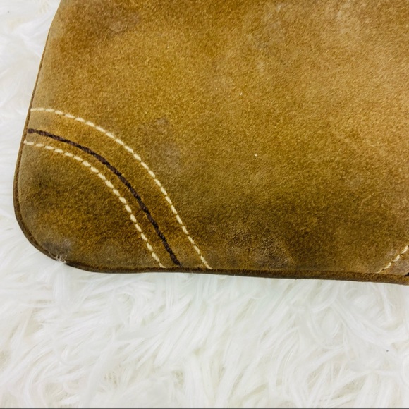 COACH brown suede leather small clutch wrist wallet - Picture 9 of 14